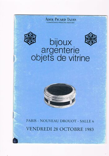 Bijoux, Argenterie, Objets De Vitrine, Métal Argenté Nouveau Drouot, 28 Octobre 1983