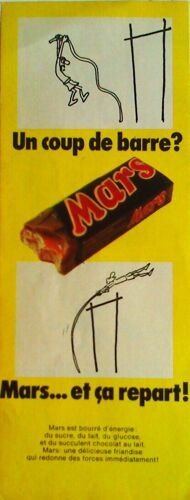Publicité Ancienne Issue De La Revue "Spirou" De Mai 1974 Pour La Barre Chocolatée "Mars"