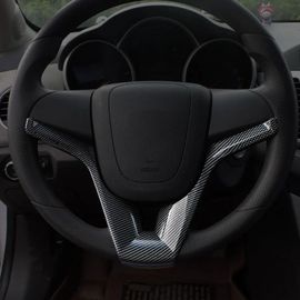 Autocollant D'insertion De Couverture De Garniture Chromée De Volant De Voiture,Accessoires De Style De Voiture Pour Chevrolet Cruze Trax Tracker Sonic - Type Carbon Fiber