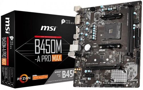 MSI B450M-A PRO MAX - Carte-mère - micro ATX - Socket AM4 - AMD B450 Chipset - USB 3.2 Gen 1 - Gigabit LAN - carte graphique embarquée (unité centrale requise) - audio HD (8 canaux)