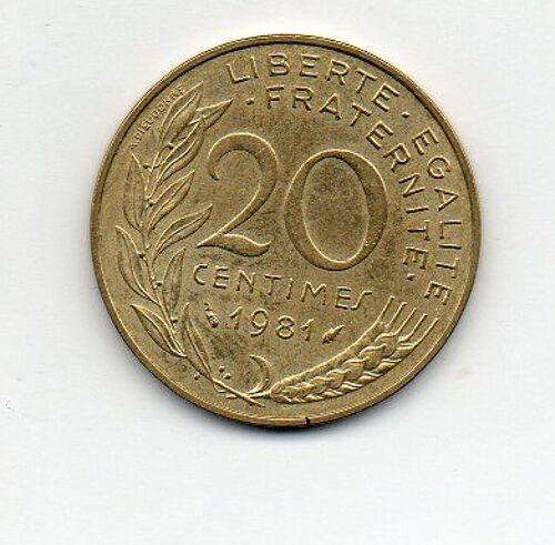 20 Centimes 1981 Marianne Lagriffoul Et Dieudonné