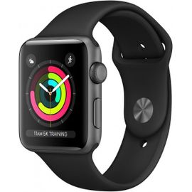 Apple Watch Series 3 (GPS) - Boîtier 42 mm Aluminium Space Grey Bracelet Sport Noir 140-210 mm