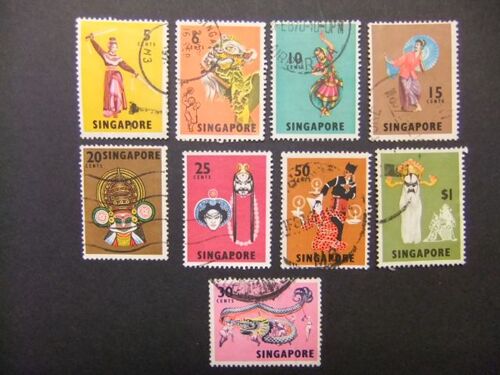 51 Singapore Singapour 1968 / Bailes Disfraces Populares / Yvert 82 / 91 Fu Serie Incomplet