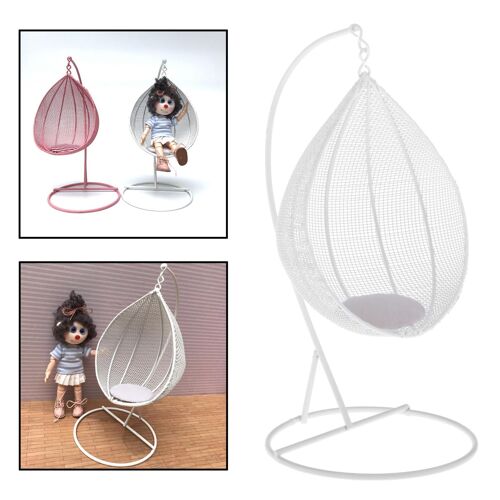 Raccords de hamac et chaise pivotante pour maison de poupée, meubles miniatures en fer et métal, échelle 1/12