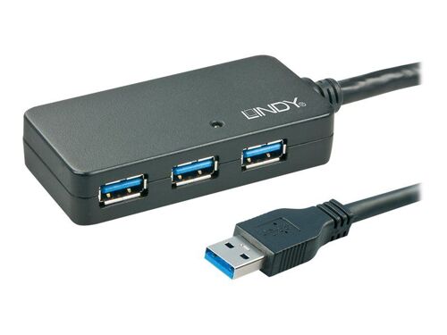 Lindy USB 3.0 Active Extension Pro 4 Port Hub - Concentrateur (hub) - 4 x SuperSpeed USB 3.0 - de bureau