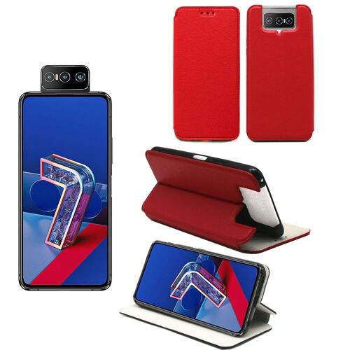 Zenfone 7 ZS670KS / Zenfone 7 Pro ZS671KS Etui Protection Portefeuille rouge à Rabat avec Porte Cartes - Housse Zenfone 7 ZS670KS / Zenfone 7 Pro ZS671KS 2020 Folio Coque Silicone Antichoc Smartphone 2020 - Accessoires Pochette Case