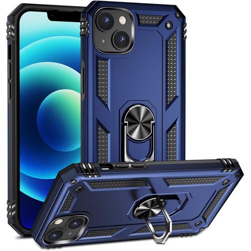 Compatible Avec Coque Iphone 15 Avec Aimant Anneau Support, 360°Double Couche Renforcée Défense Bumper Antichoc Armure Housse Etui Avec Protection Écran-Bleu