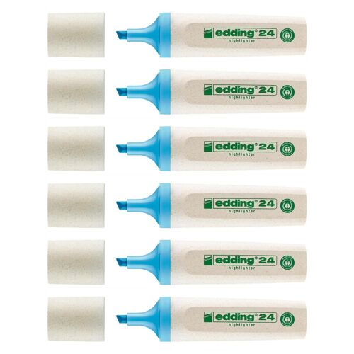 Edding Lot De 6 Surligneurs Ecoline 24 Bleu Clair Pointe Biseautée 2-5 Mm