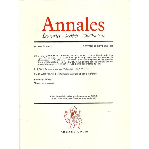 Annales. Economies. Sociétés. Civilisations. N°5 De 1983.