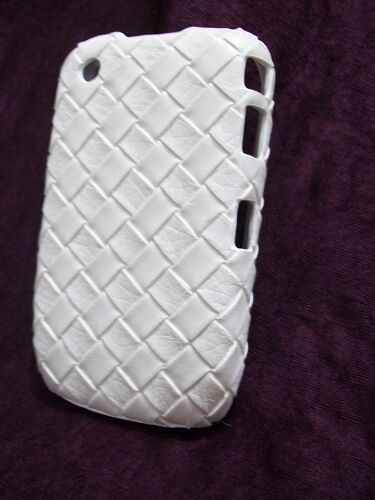 Coque Blackberry Curve 8520 Style Cuir Tressé Blanc