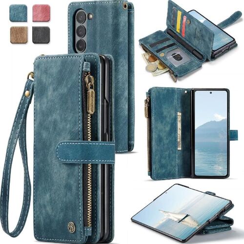Caseme Étui Pour Samsung Galaxy Z Fold 6 5g Portefeuille Étui Pour Femmes Hommes Fentes Pour Cartes De Permis De Conduire Fentes Pour Cartes De Permis De Conduire Avec Titulaire - Bleu