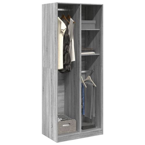 Vidaxl Garde-Robe Sonoma Gris 80x50x200 Cm Bois D'ingénierie