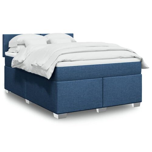 vidaXL Sommier à lattes de lit avec matelas Bleu 140x200 cm Tissu