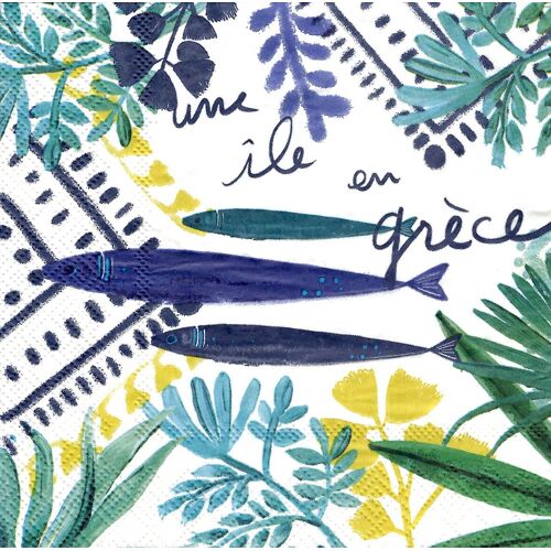 Lot De 2 Serviettes Déco En Papier: Une Île En Grèce