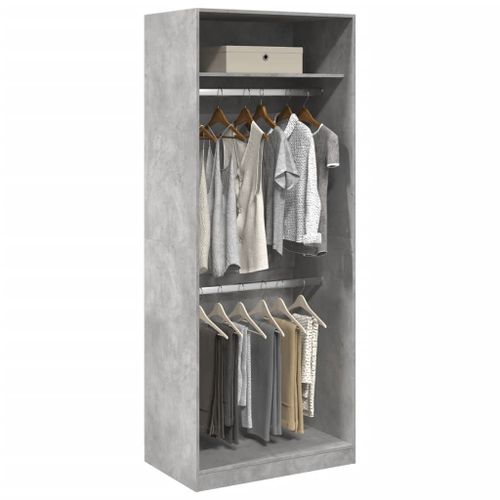 Vidaxl Garde-Robe Gris Béton 80x50x200 Cm Bois D'ingénierie