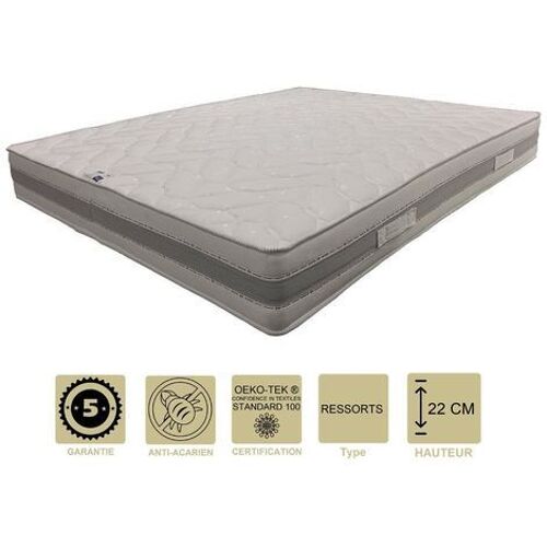 Matelas Ressorts Ensachés et Mémoire de Forme 60 Kg/m3 140x190 x 22 cm Soutien Ferme - 5 Zones de Confort - Hypoallergénique - Hyper Ventilé
