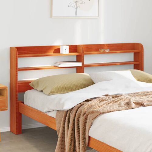vidaXL Tête de lit avec étagères marron cire 140 cm bois massif de pin