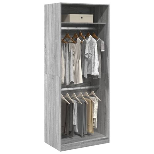 Vidaxl Garde-Robe Sonoma Gris 80x50x200 Cm Bois D'ingénierie