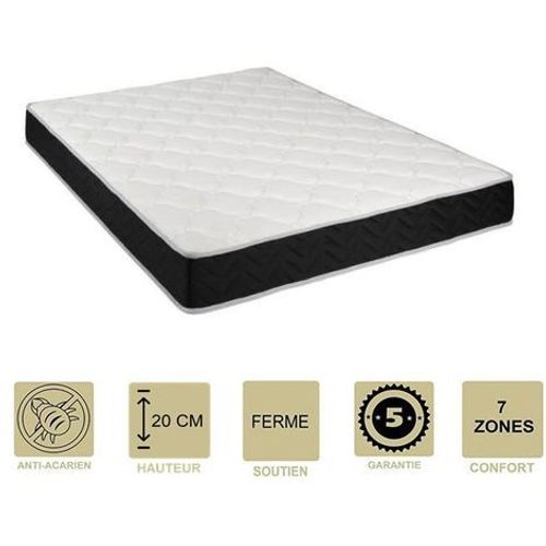 Matelas Latex 76 Kg/M3 + Mousse 35 Kg/M3 90x190 X 20 Cm - Ferme - 7 Zones De Confort - Hypoallergénique