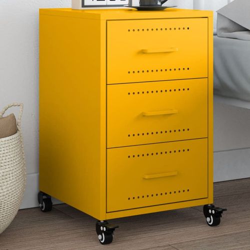 Vidaxl Table De Chevet Jaune Moutarde 36x39x59 Cm Acier