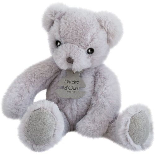 Doudou Ours Gris Gris Perle Histoire D'ours Poudre De Riz Peluche Ourson Jouet Bebe Naissance D&c Moyen Modele Plush Bear Baby