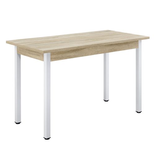 Table De Salle À Manger Table De Cuisine Bureau Mdf Mélaminé Acier Revêtu Par Poudre 120 Cm X 60 Cm X 75 Cm Effet Chêne Blanc [En.Casa]