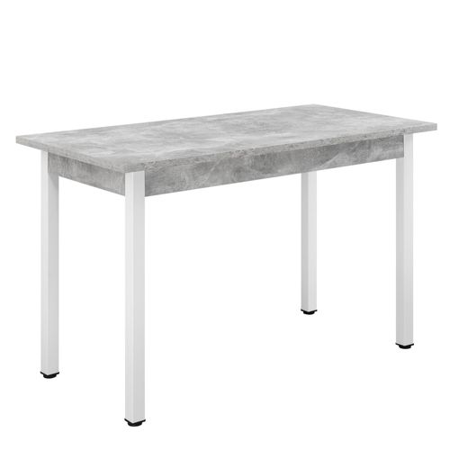 Table De Salle À Manger Table De Cuisine Bureau Mdf Mélaminé Acier Revêtu Par Poudre 120 Cm X 60 Cm X 75 Cm Effet Béton Blanc [En.Casa]