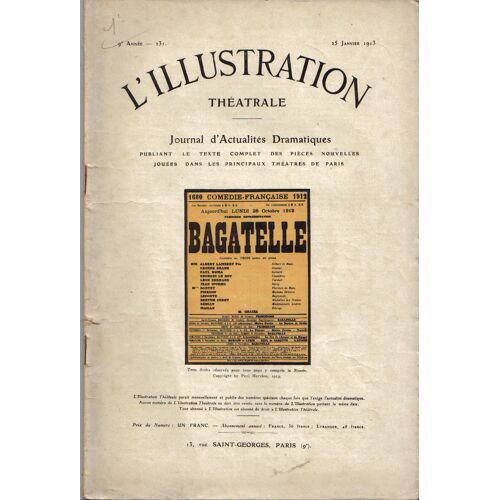 L'illustration Théâtrale N° 231 : Bagatelle, Pièce De Paul Hervieu