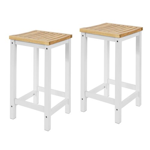 SoBuy® FST29-WNx2 Lot de 2 Chaises Tabourets de Cuisine en Bois avec Repose-Pieds