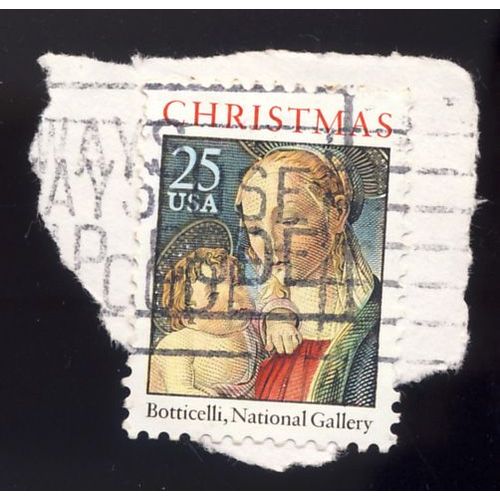Timbre U S A, Christmas Botticelli National Gallery, U S A 25 Cents, Oblitéré