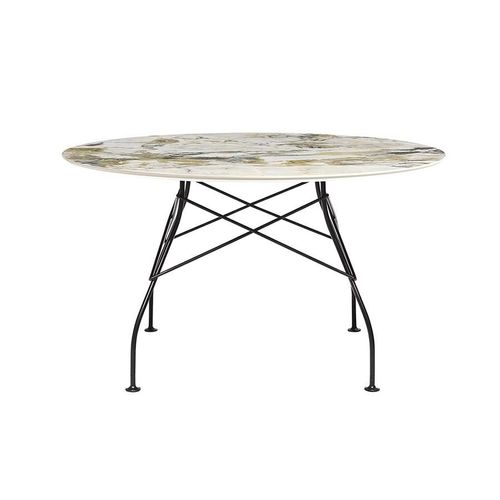 Kartell Table Ronde Glossy Ø 128 Cm (Symphonie - Grès Finition Marbre Et Acier Verni Noir)