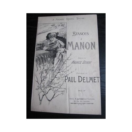 Stances À Manon (Poésie De Boukay , Musique De Delmet, Quinzard Ed, 2 Feuillets)