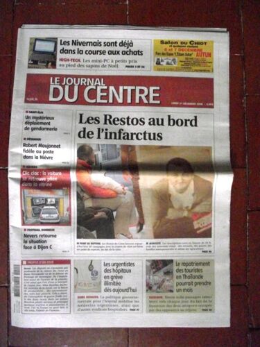 Le Journal Du Centre 1 Décembre 2008.Le Début 2009 Sera Difficile