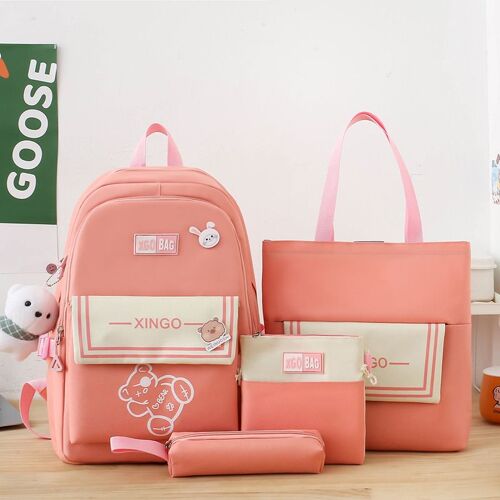 Cartables pour filles de la troisième à la sixième année, ensemble de quatre pièces, sac à dos de dessin animé léger et simple, sac à dos de grande capacité de style coréen SHB159