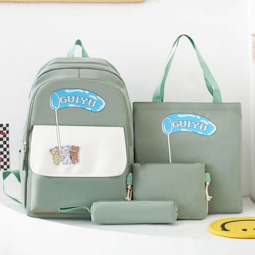 Sac d'école quatre pièces pour la rentrée scolaire, sac à dos mignon de grande capacité pour femmes de la 3e à la 6e année, sac à dos léger pour les déplacements domicile-travail SHB4466