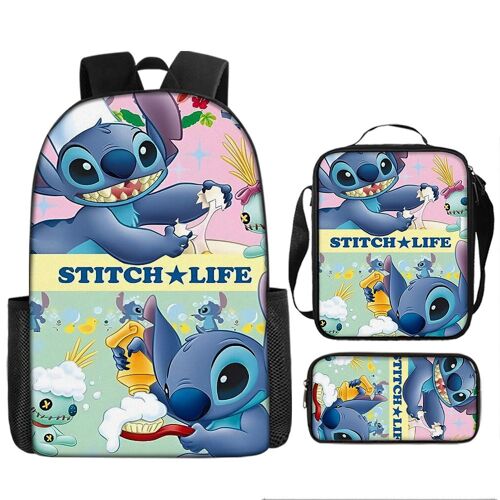 Sac à dos point de dessin animé, sac d'école imprimé périphérique de dessin animé, ensemble de trois pièces, sac à bandoulière, sac à crayons SHB1664