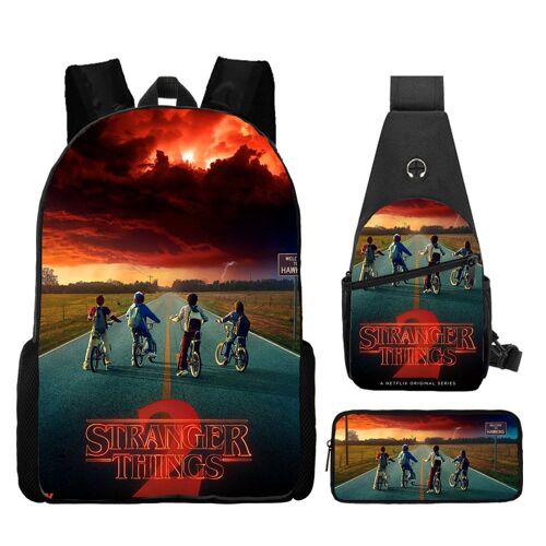 Stranger Things Stranger Things sac d'école sac à dos ensemble de trois pièces sac en tissu Oxford sac à bandoulière SHB3493