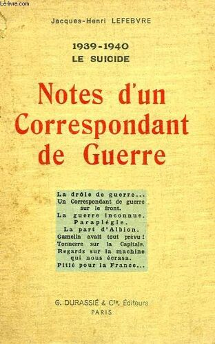 Notes D'un Correspondant De Guerre (1939-1940, Le Suicide)