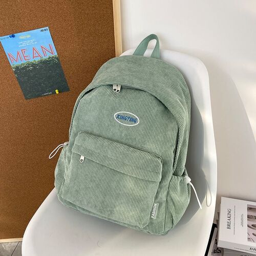 Cartable en velours côtelé pour femme, sac à dos mignon et polyvalent pour collégienne japonaise, sac à dos simple et doux pour fille SHB130