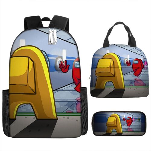 Parmi nous, sac à dos imprimé, cartable d'étudiant, espace loup-garou, sac à déjeuner, trousse à crayons, ensemble de trois pièces SHB3261