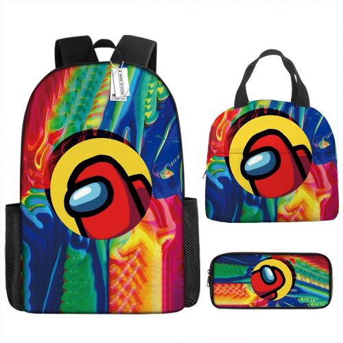 Parmi nous, sac à dos imprimé, cartable d'étudiant, espace loup-garou, sac à déjeuner, trousse à crayons, ensemble de trois pièces SHB3272