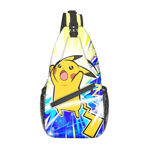 Sac à bandoulière Pikachu, sac de poitrine moyen décontracté, sac décontracté imprimé de dessin animé, sac de poitrine à bandoulière SHB1616