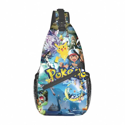 Sac à bandoulière Pikachu, sac de poitrine moyen décontracté, sac décontracté imprimé de dessin animé, sac de poitrine à bandoulière SHB1605