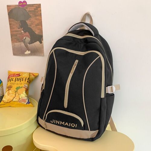 Sac à dos tendance européen et américain imperméable à l'eau couleur contrastée junior lycéen cartable femme style collégial étudiant sac à dos hommes SHB3786