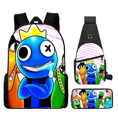 RAINBOW FRIENDS Rainbow Friends cartable étudiant homme et femme sac à dos étudiant sac à bandoulière imprimé trousse à crayons SHB3602