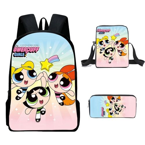 Sac à dos de dessin animé Powerpuff pour fille, sac d'école à impression numérique, sac à bandoulière, étui à stylos SHB2990