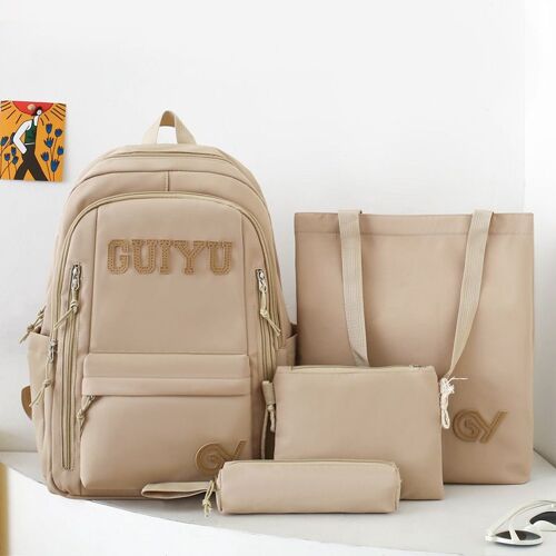 Ensemble de quatre pièces de cartables pour filles, sacs à dos de grande capacité de style collégial de style coréen à la mode pour les collégiens, sacs à dos pour les déplacements domicile-travail SHB4429