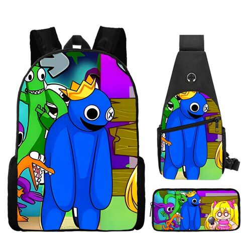 RAINBOW FRIENDS Rainbow Friends cartable étudiant homme et femme sac à dos étudiant sac à bandoulière imprimé trousse à crayons SHB3581