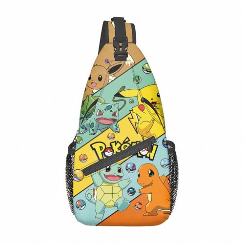 Sac à bandoulière Pikachu, sac de poitrine moyen décontracté, sac décontracté imprimé de dessin animé, sac de poitrine à bandoulière SHB1593
