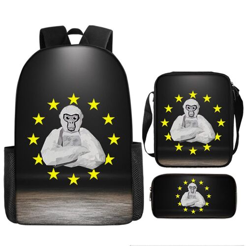 Sac à dos Lémurien moyen dessin animé mode sac d'école sac à bandoulière étui à stylos ensemble de trois pièces SHB2689